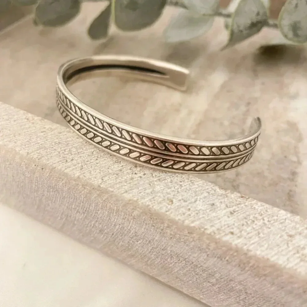 925 Sterling Silver Mens Bangle Bracelet Vintage Cuff Bracelet